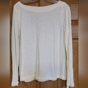 Ann Taylor Loft Long Sleeve Off White Long Sleeve Shirt Size Large